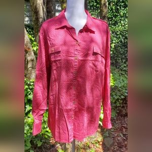 Women's Jaclyn Smith Long Sleeve Button Front Blouse Sz XXL